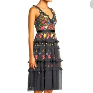 Needle and thread pandora embroidered ruffle dress
